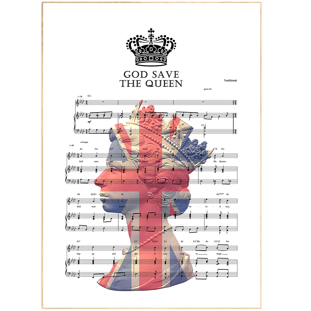 God Save The Queen - Queen Elizabeth II Poster - 98typesMusic