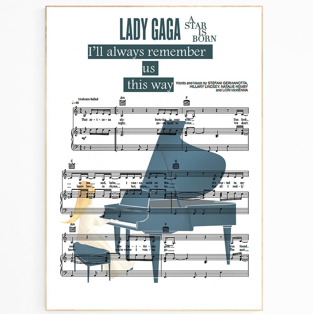 Lady Gaga - I'll Never Love Again Song Music Print - 98typesMusic