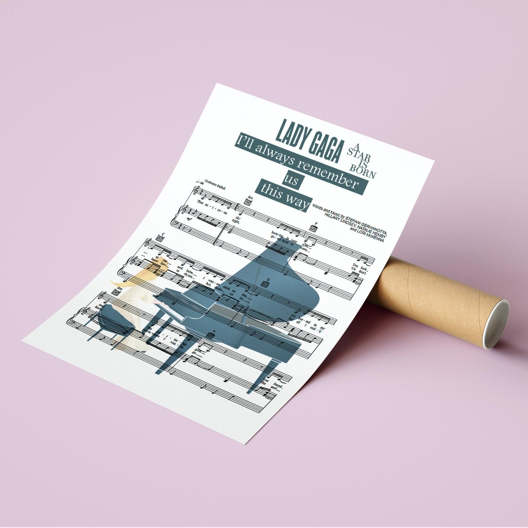 Lady Gaga - I'll Never Love Again Song Music Print - 98typesMusic