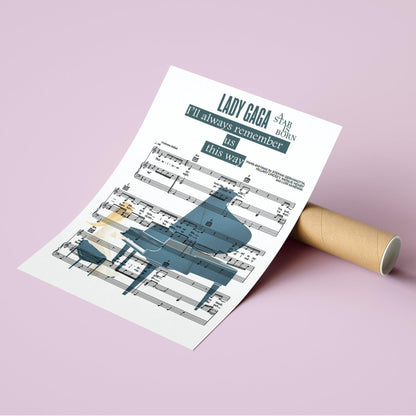 Lady Gaga - I'll Never Love Again Song Music Print - 98typesMusic