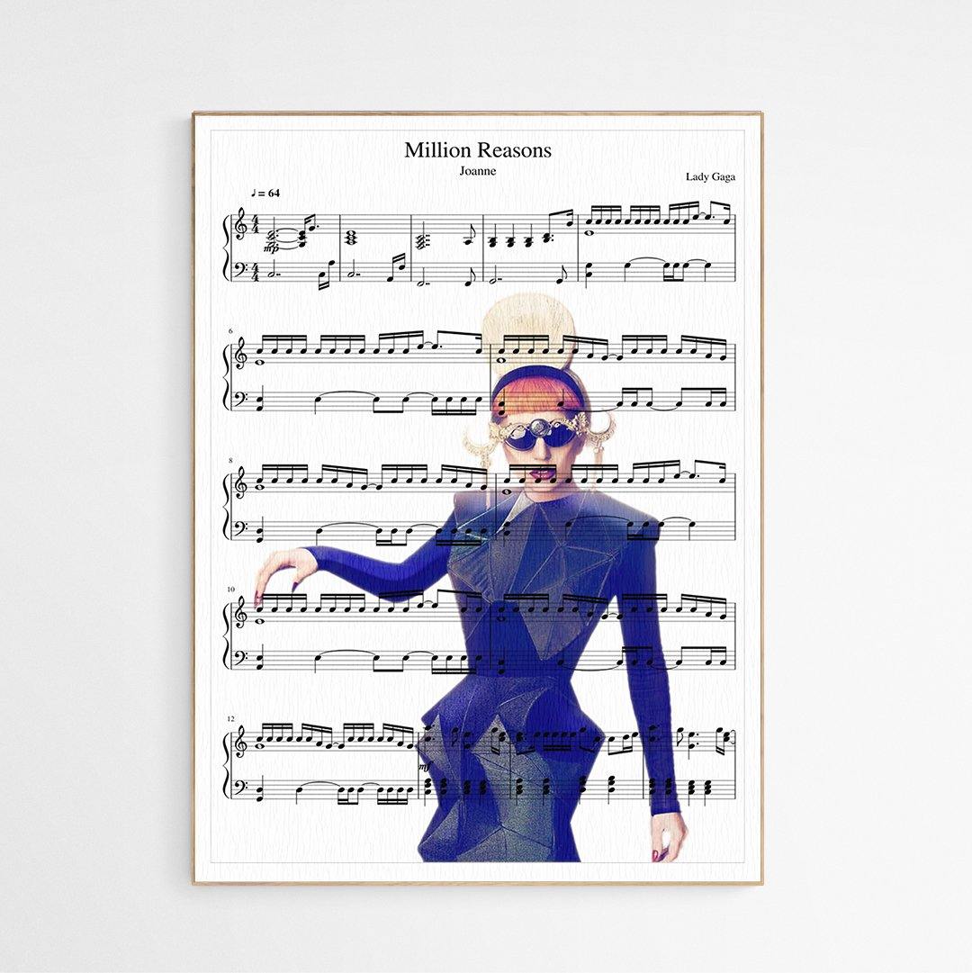 Lady Gaga - Million Reasons Song Print - 98typesMusic