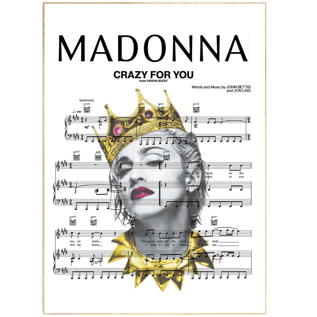Madonna - Crazy For You Poster - 98typesMusic