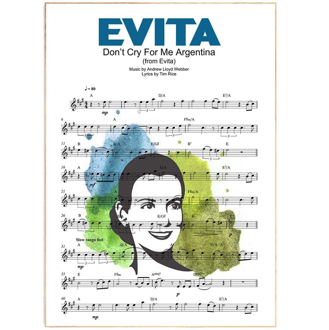 Madonna - Don't Cry For Me Argentina Poster - 98typesMusic