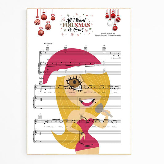 Mariah Carey • All I Want for Christmas Is You Song Lyric Print - 98types