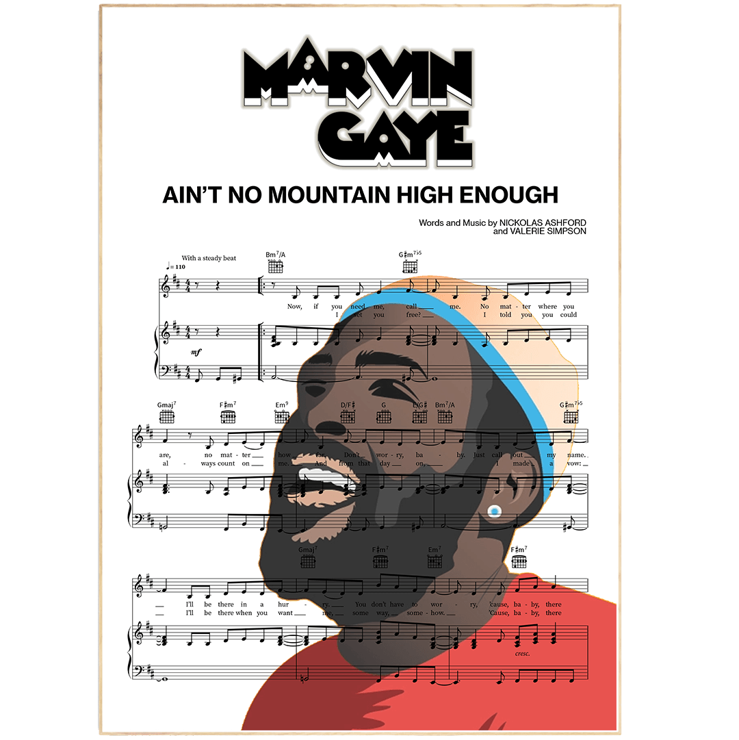 Marvin Gaye - Ain't No Mountain High Enough Poster - 98typesMusic