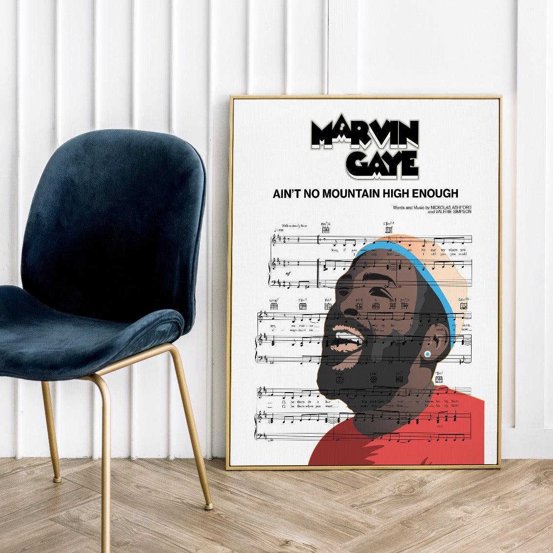 Marvin Gaye - Ain't No Mountain High Enough Poster - 98typesMusic