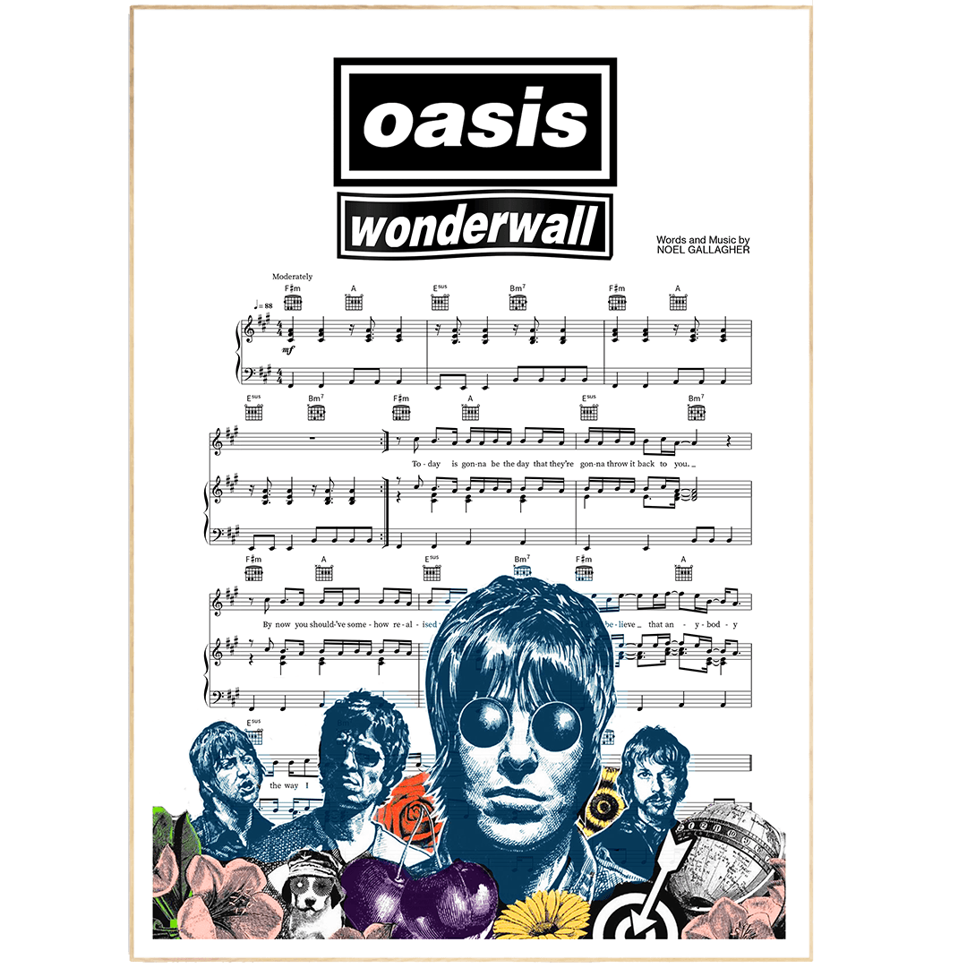 Oasis - Wonderwall Song Lyric Print - 98typesMusic