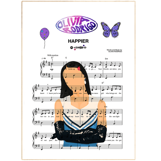 Olivia Rodrigo - Happier Song Poster - 98typesMusic