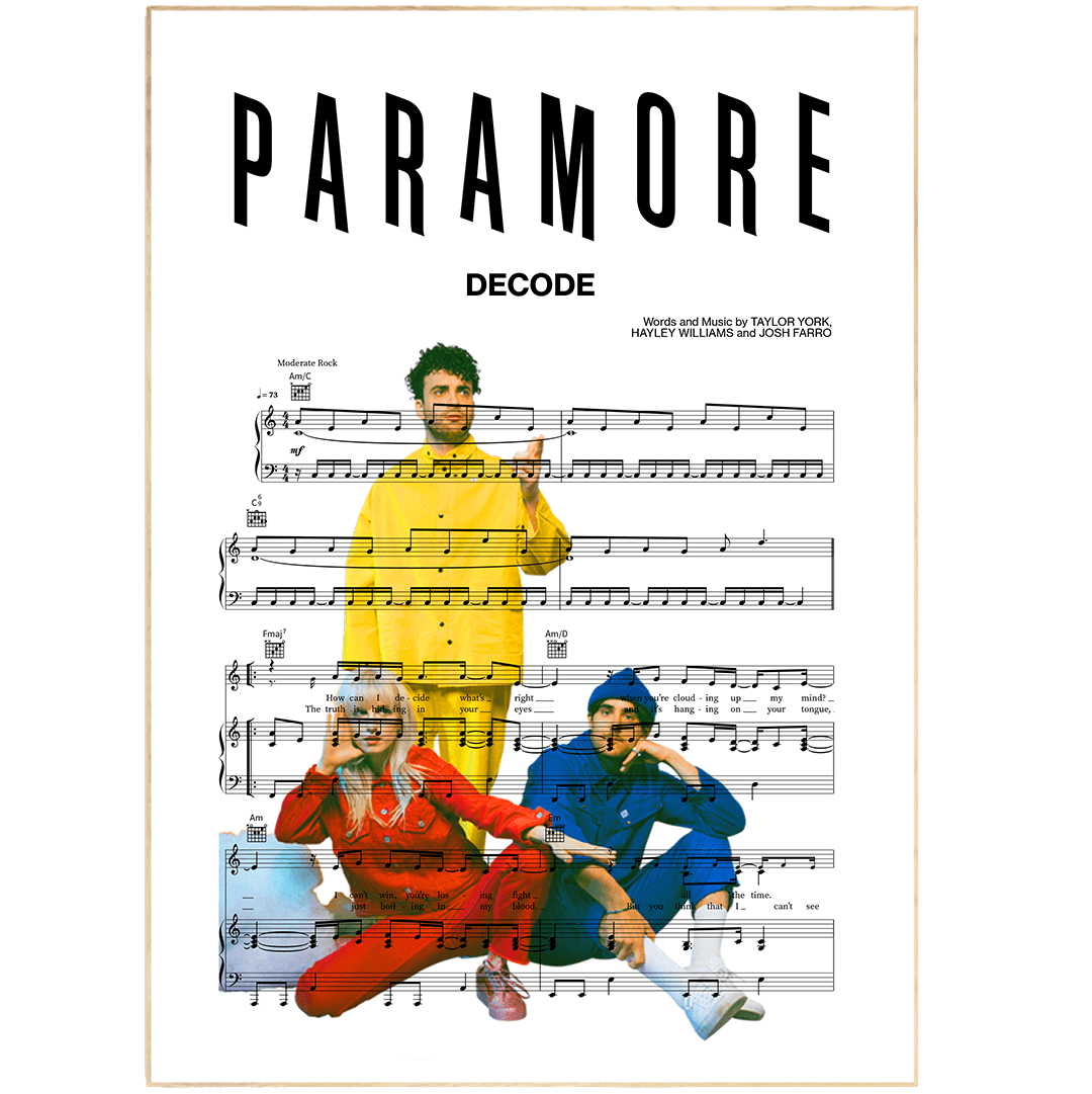 Paramount Decode Paramore - DECODE Print | Favourite Song Wall Art Poster – 98types