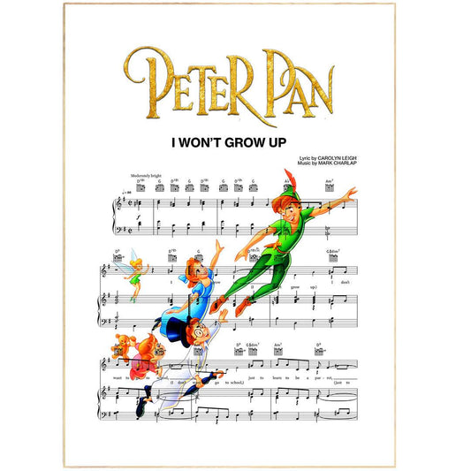 Peter Pan - I Won't Grow Up Poster - 98typesMusic