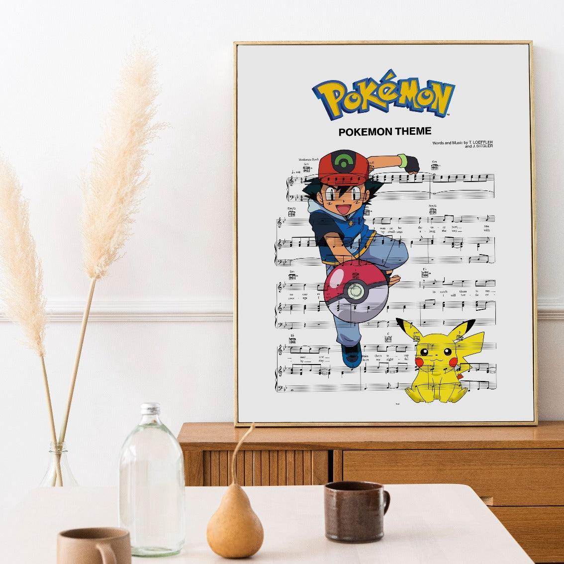 Pokemon Main theme Poster | Top 5 Wall Art personalised lyrics By 98types