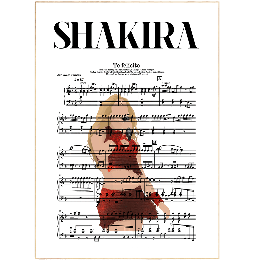 Shakira - Te Felicito Poster - 98typesMusic