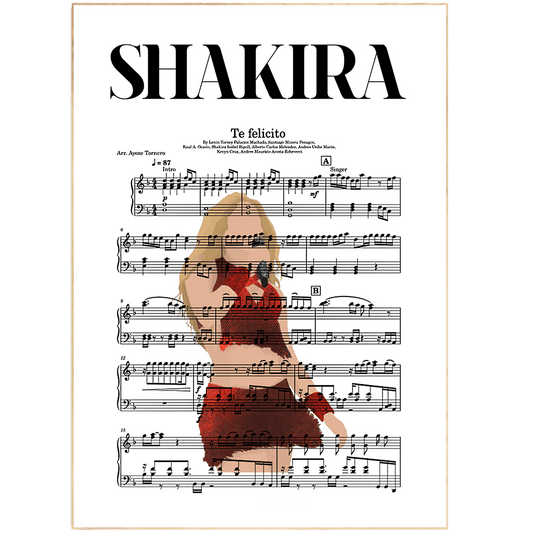Shakira - Te Felicito Poster - 98typesMusic
