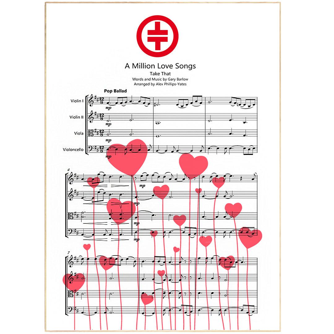 Take That - A Million Love Songs Poster - 98typesMusic