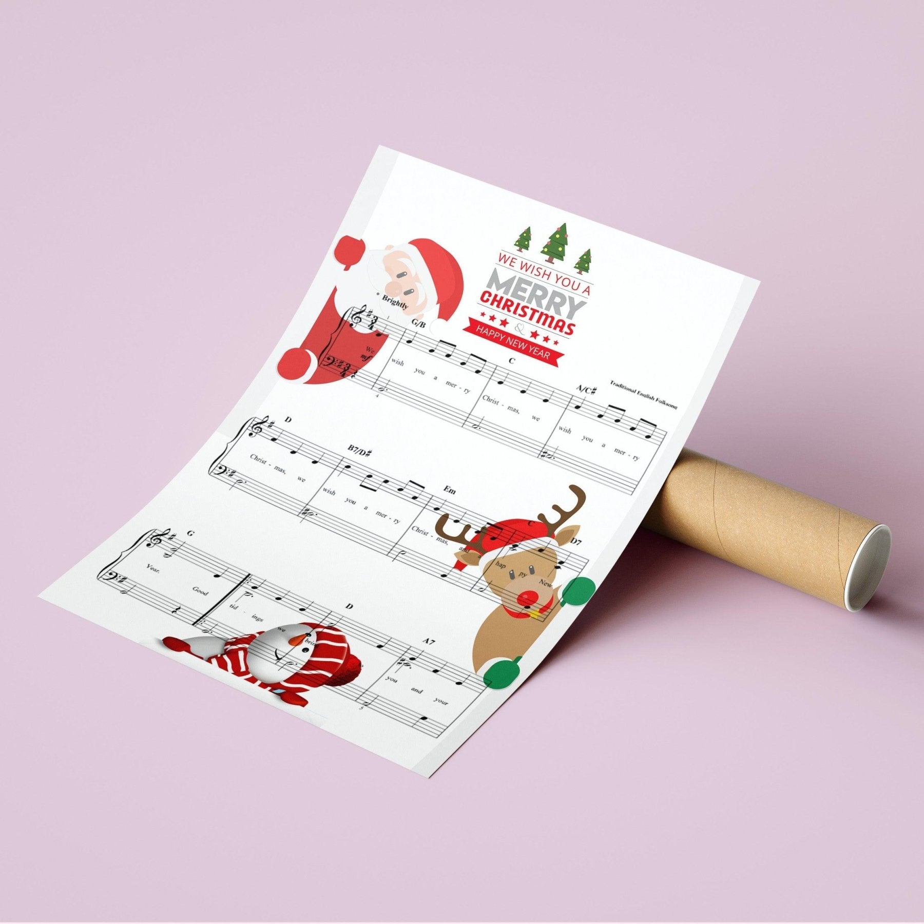 We wish you a merry Christmas Song Lyric Print - 98typesMusic