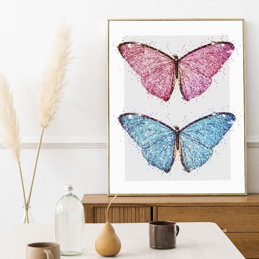 Pink and Blue Butterfly Poster - 98typesPOP ART
