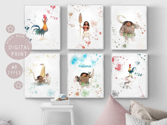 Set of 6 Moana Disney PRINTABLE Poster - 98typesPRINTABLES