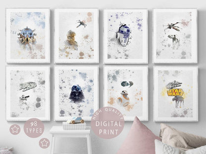 Star Wars Poster 8 Set Printable Watercolour Print - 98typesPRINTABLES