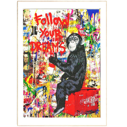 Mr Brainwash Follow Your Dreams street art poster — Thierry Guetta MBW motivational pop art wall art print UK
