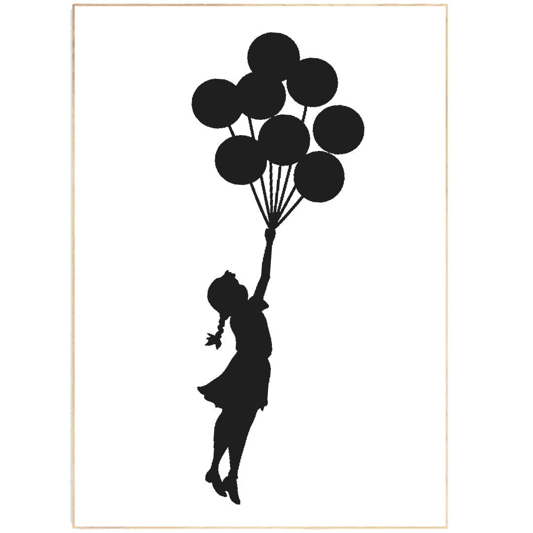 Banksy Flying Girl with Balloons - 98typesstreet art