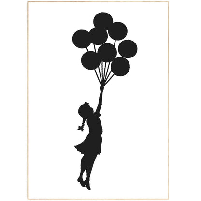 Banksy Flying Girl with Balloons - 98typesstreet art