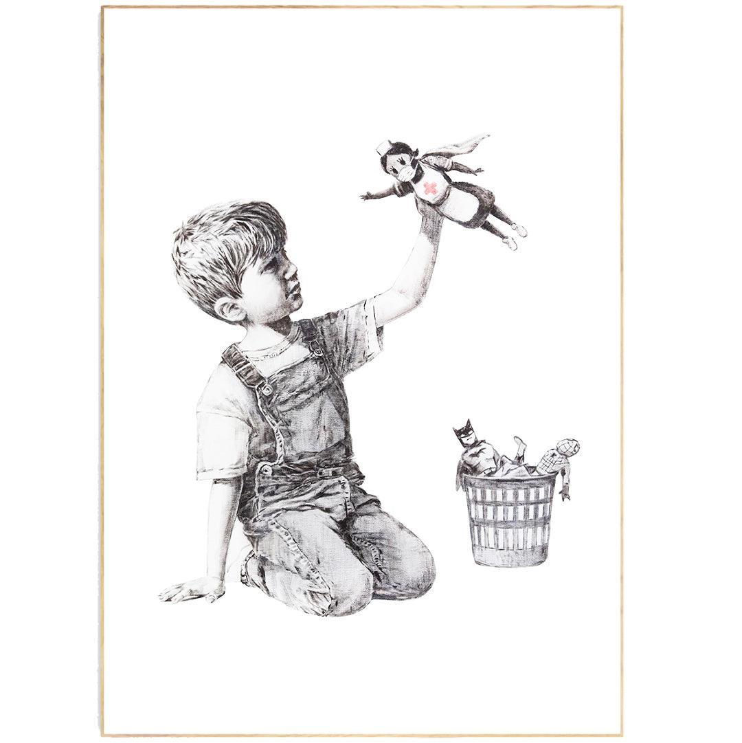 Banksy Game Changer | Superhero NHS Poster - 98typesstreet art