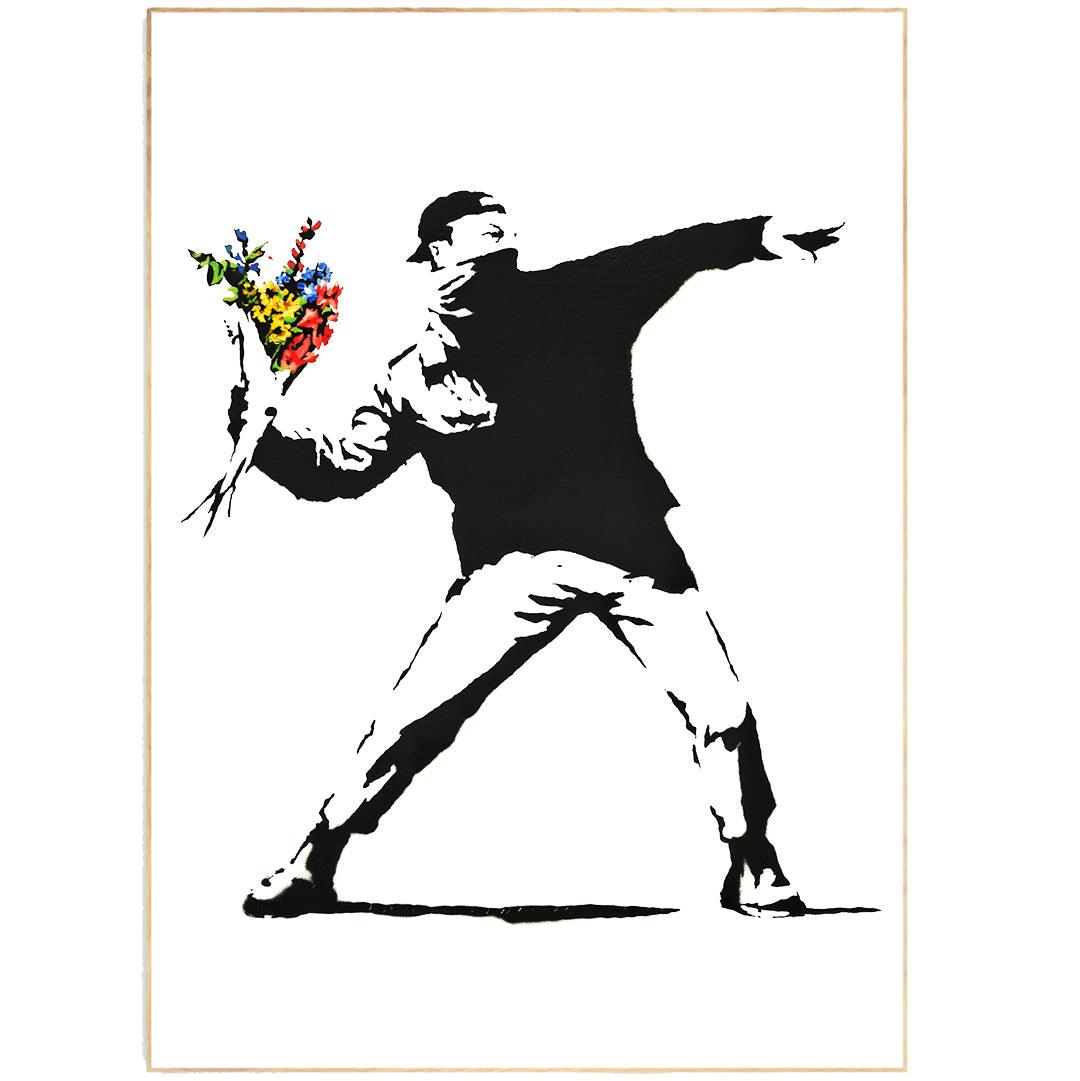 Banksy Rage Flower Thrower Print - 98typesstreet art