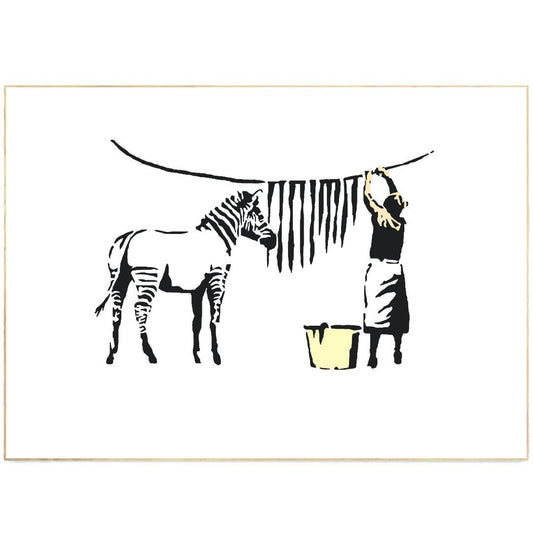 Banksy Washing Zebra Stripes - 98typesstreet art