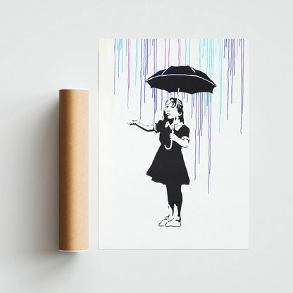 Girl With Umbrella Banksy Street Art - 98typesstreet art