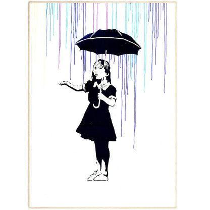 Girl With Umbrella Banksy Street Art - 98typesstreet art