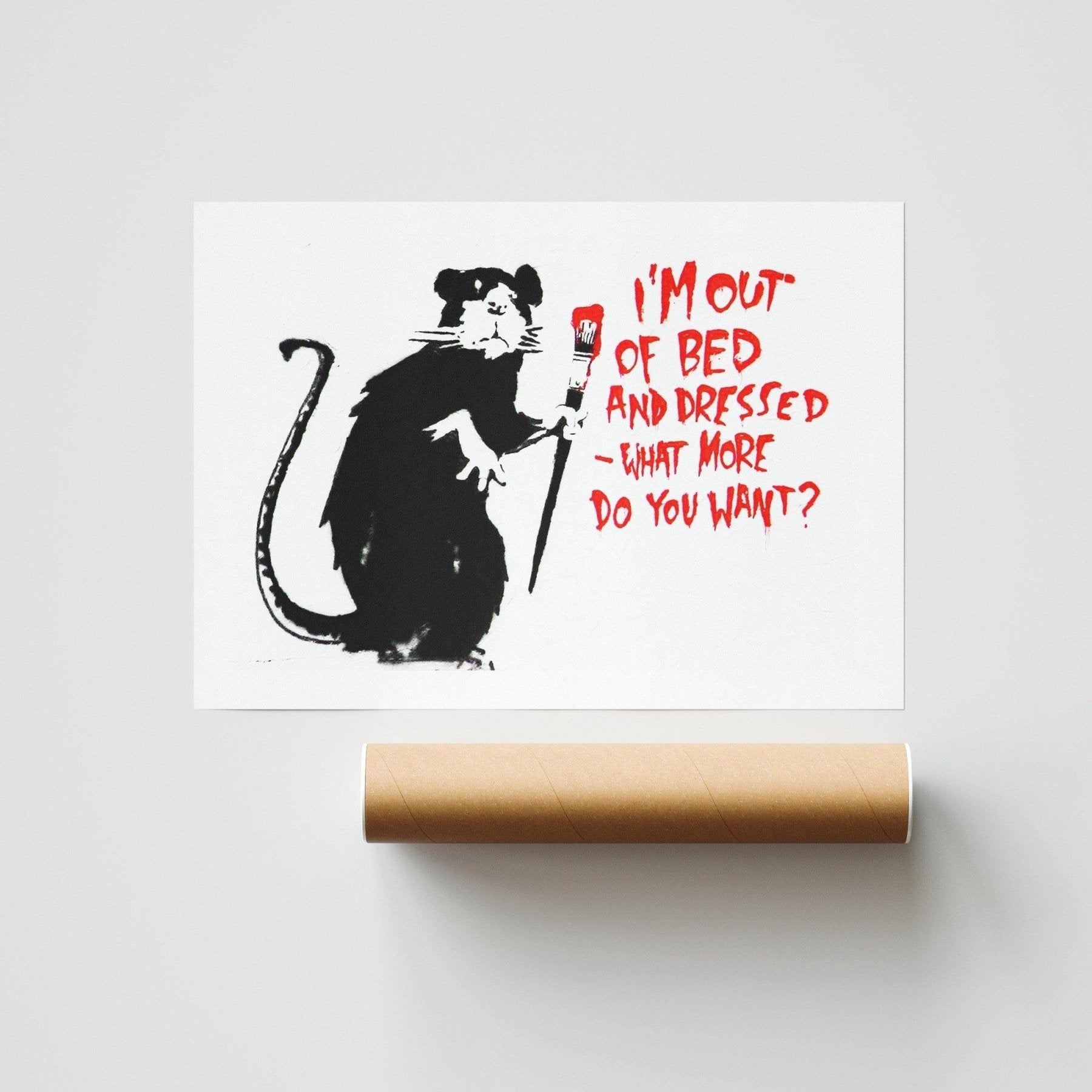 I'm Out of Bed | Rat Street Art Print - 98typesstreet art