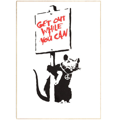 Rat by Banksy Graffitt Art Print - 98typesstreet art