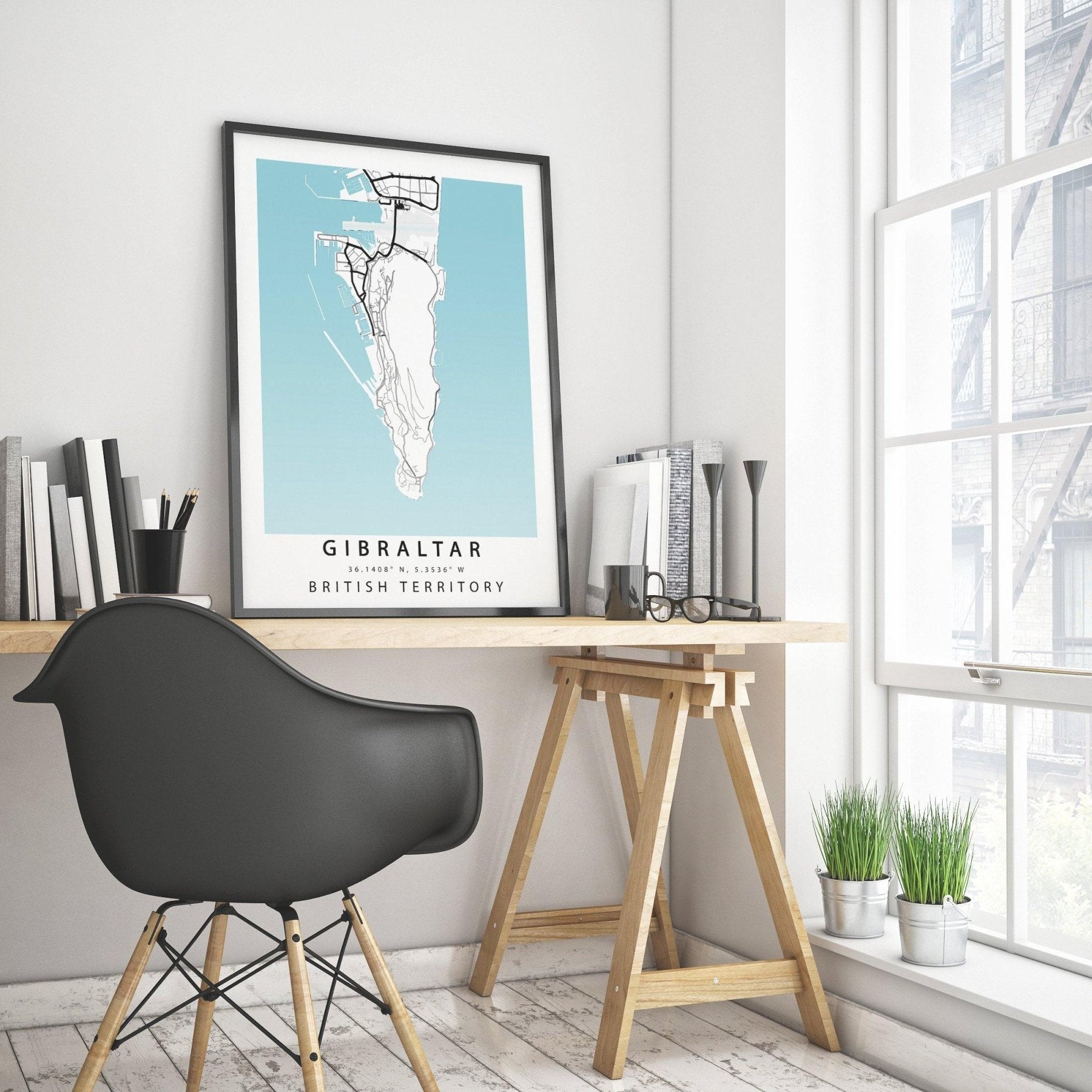 GIBRALTAR Street Road Map Poster - 98typesUK Maps