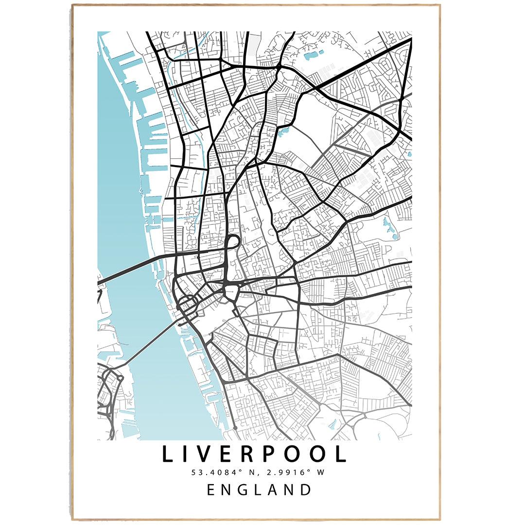 LIVERPOOL City Map Print - 98typesUK Maps