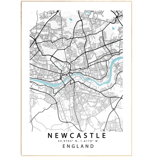 NEWCASTLE City Map Print - 98typesUK Maps