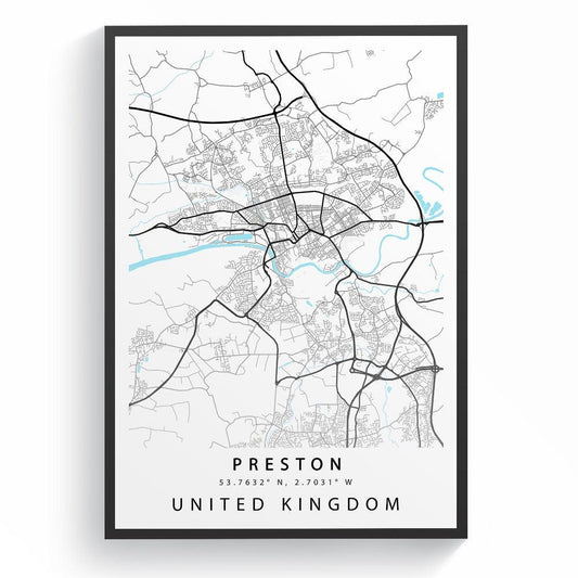 PRESTON Street City Map Print - 98typesUK Maps