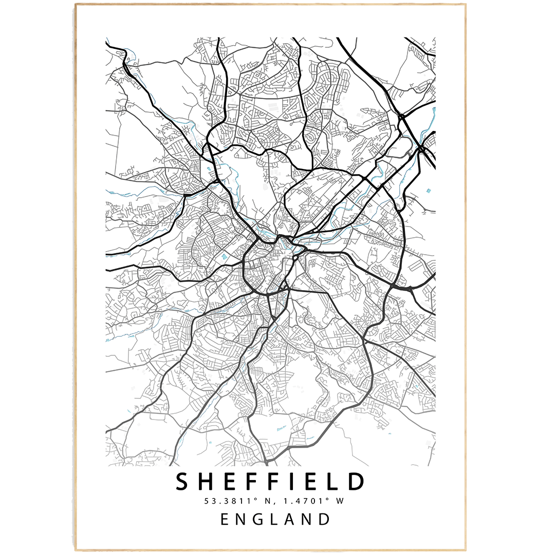 SHEFFIELD City Map Print - 98typesUK Maps