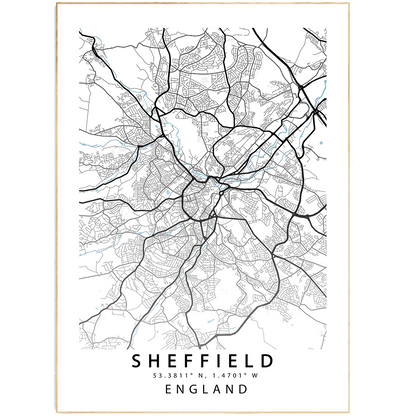 SHEFFIELD City Map Print - 98typesUK Maps