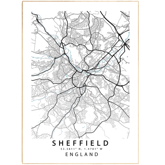 SHEFFIELD City Map Print - 98typesUK Maps