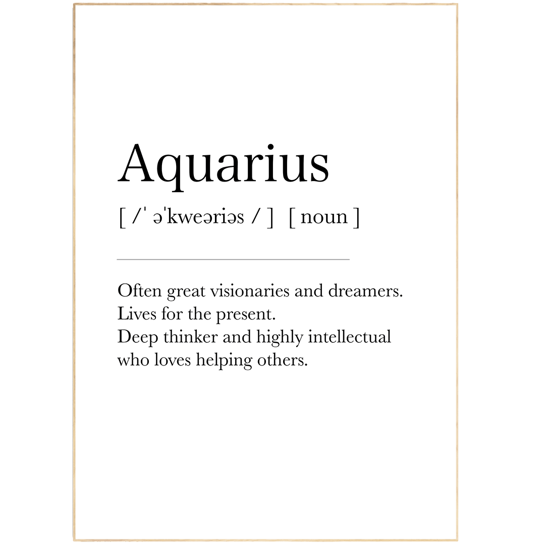 Aquarius Definition Prints - 98typeszodiac