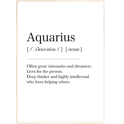 Aquarius Definition Prints - 98typeszodiac