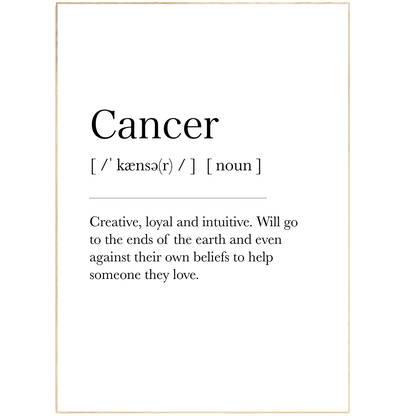 Cancer Definition Prints - 98typeszodiac
